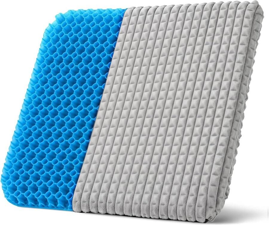 Zitkussen bureaustoel Zacht pluche dubbele dikke gel rolstoel zitkussen Wasbare overtrek met ritssluiting Gelzitkussen voor rolstoel kussen auto kantoor huis Kristalgrijs