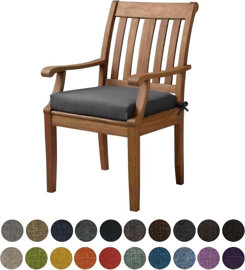 Bankkussen zitkussen comfortabel wasbaar antislip voor tuinbank schommel terras eettafel binnen kleuren en maten 40 x 40 x 5 cm diep warm grijs