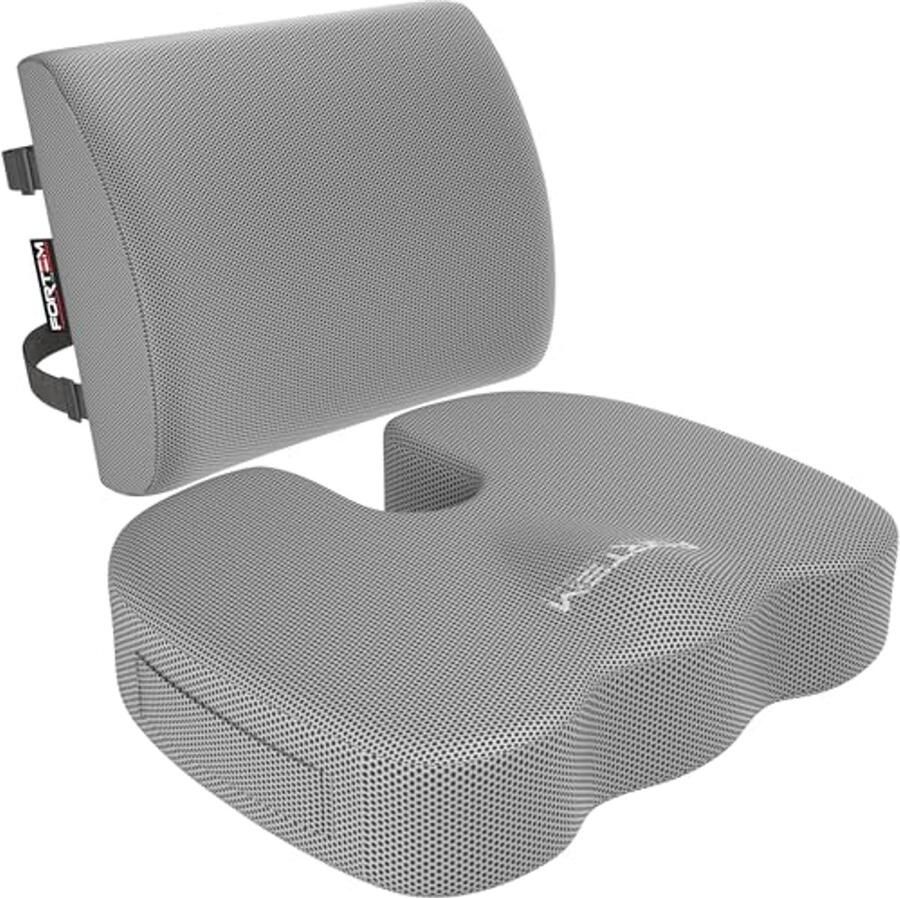 Zitkussen en Lendensteun voor Bureaustoel Memory Foam Antislip Zit- en Rugsteun voor Gaming en Auto XL