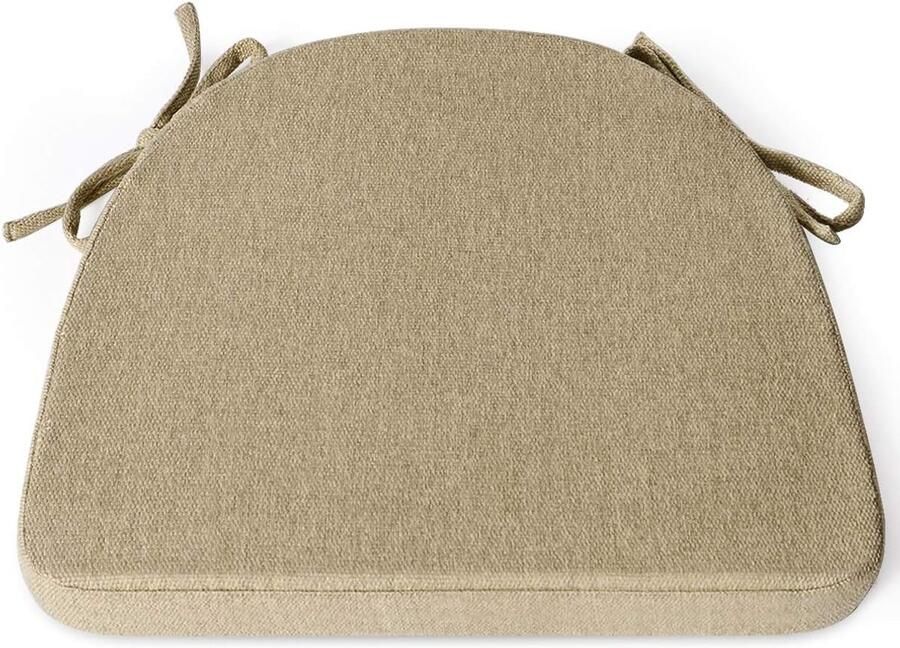 Zitkussen Halfrond Wasbaar 43 x 41 cm Antislip voor Eetkamerstoel Tuinstoel of Bureaustoel Donkerbeige