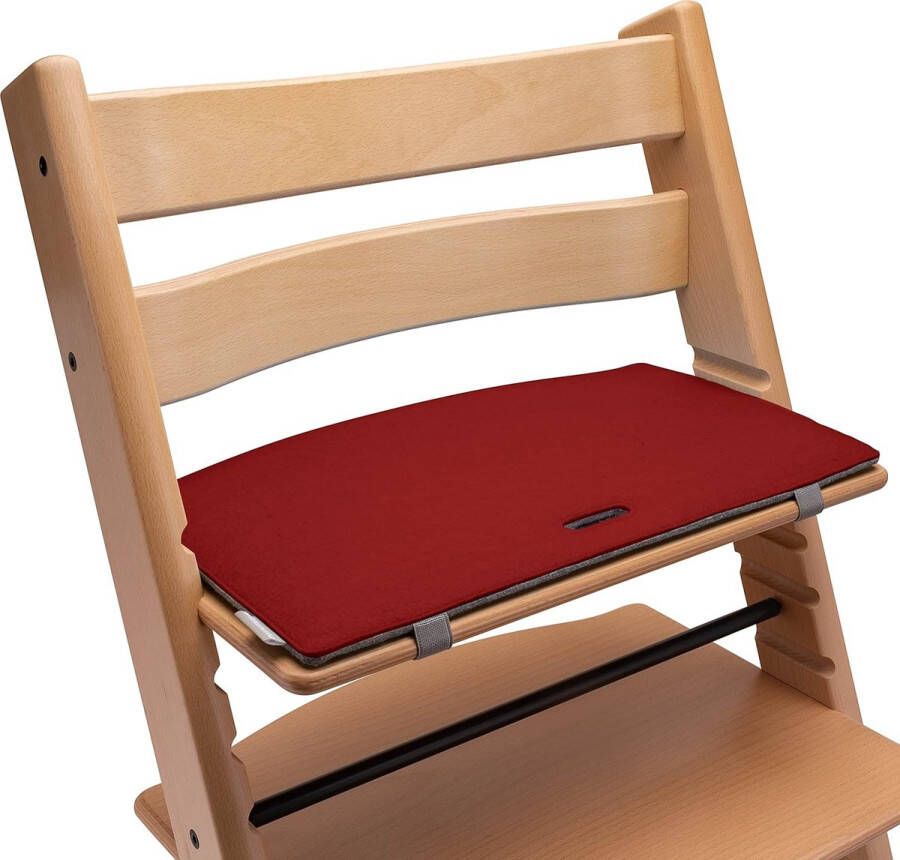 Zitkussen hoge stoel compatibel met Stokke Tripp Trapp hoge stoel (rood grijs) zitkussen kussen stoelbekleding bekleding vilt accessoires voor kinderstoel houten trapstoel Mahona