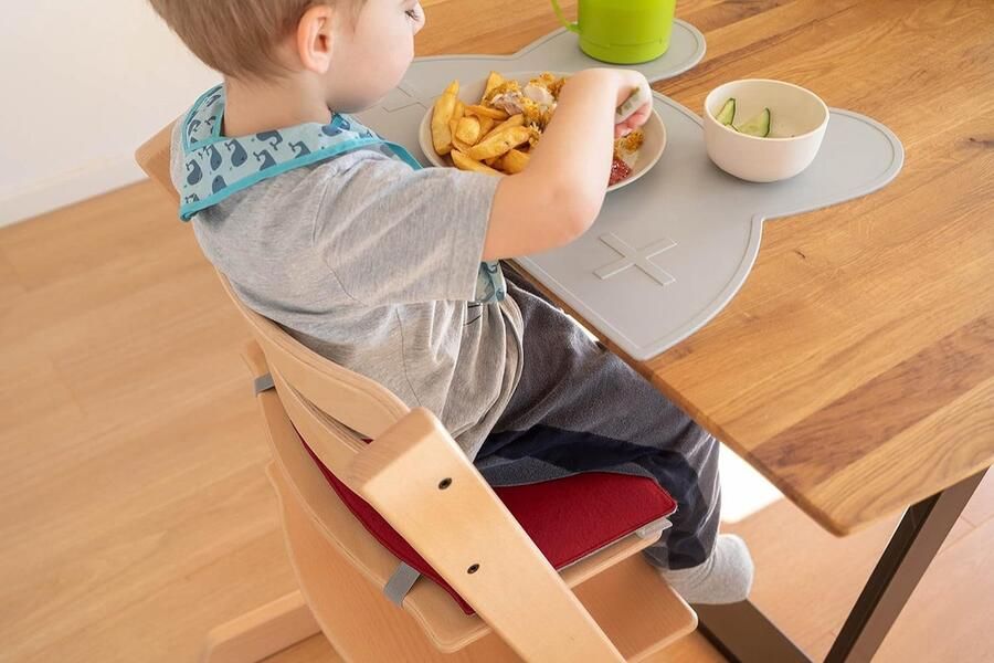 Zitkussen hoge stoel compatibel met Stokke Tripp Trapp hoge stoel (rood grijs) zitkussen kussen stoelbekleding bekleding vilt accessoires voor kinderstoel houten trapstoel Mahona