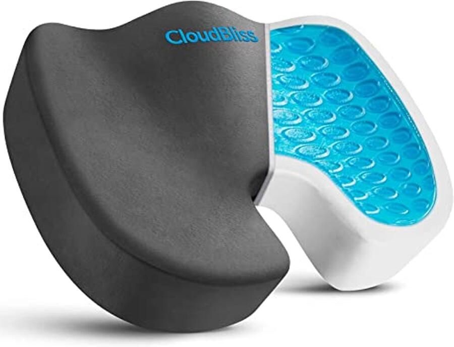 Zitkussen met Gel en Geheugenschuim voor Bureaustoelen en Rolstoelen Comfortabel en Drukverminderend (Grijs)