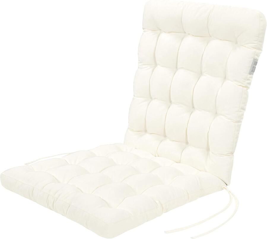 Zitkussen met Rugleuning voor Tuinstoel Wasbaar tot 95 °C 100 x 48 cm Wit