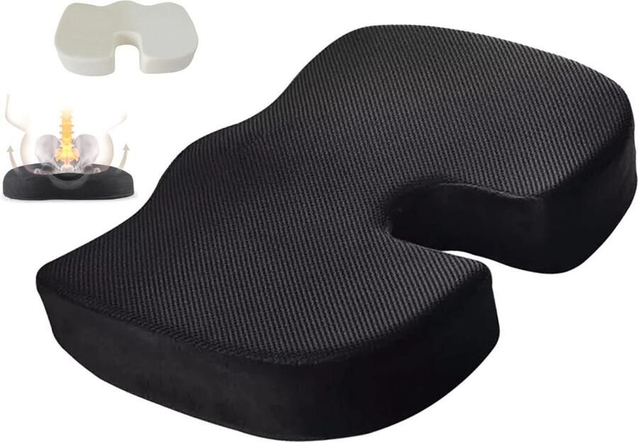 Zitkussen Orthopedisch Ergonomisch Stuitkussen Wigkussen Ringkussen Wigkussen Stuitkussen Traagschuim Ergonomisch voor Auto en Bureaustoel Thuiswerken Stoelkussen met Traagschuim voor Bed gemak