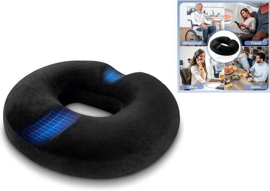 Zitkussen Orthopedisch Ergonomisch Traagschuim Stoelkussen Rolstoelkussen Zitkussen Bureaustoel Comfortabel Memory Foam Steunkussen Ringkussen Original- Aambeien Zitring Donut Kussen