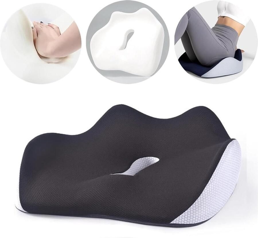 Computerstoel Antislip Butt Pad Memory Foam Comfortabel Langdurig Zitten Heupbeschermer Zitkussen Kussen Stoel Zitkussen Geschikt voor Langdurig Zitten Bureaustoel Gamestoel en Auto 45*36*13cm