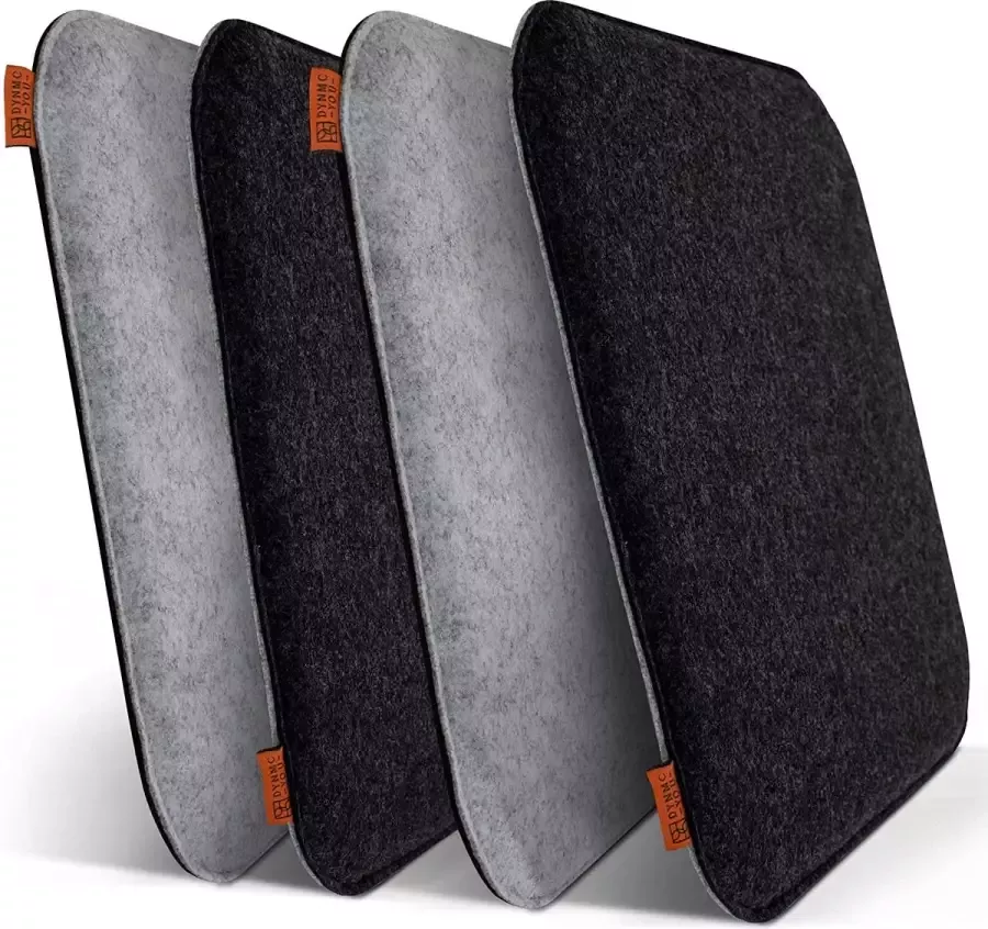 Zitkussen stoel stoelkussens 35 x 35 cm set van 4 tweekleurig lichtgrijs donkergrijs modern premium design schuimzitkussen stoelkussen voor huis en tuin