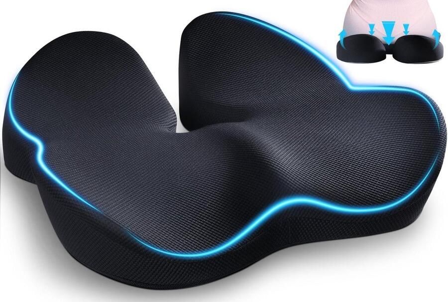 Zitkussen van traagschuim Antislip kussen pad voor pijnverlichting bij heup stuitbeen en ischias Geschikt voor bureaustoelen autostoelen en rolstoelen