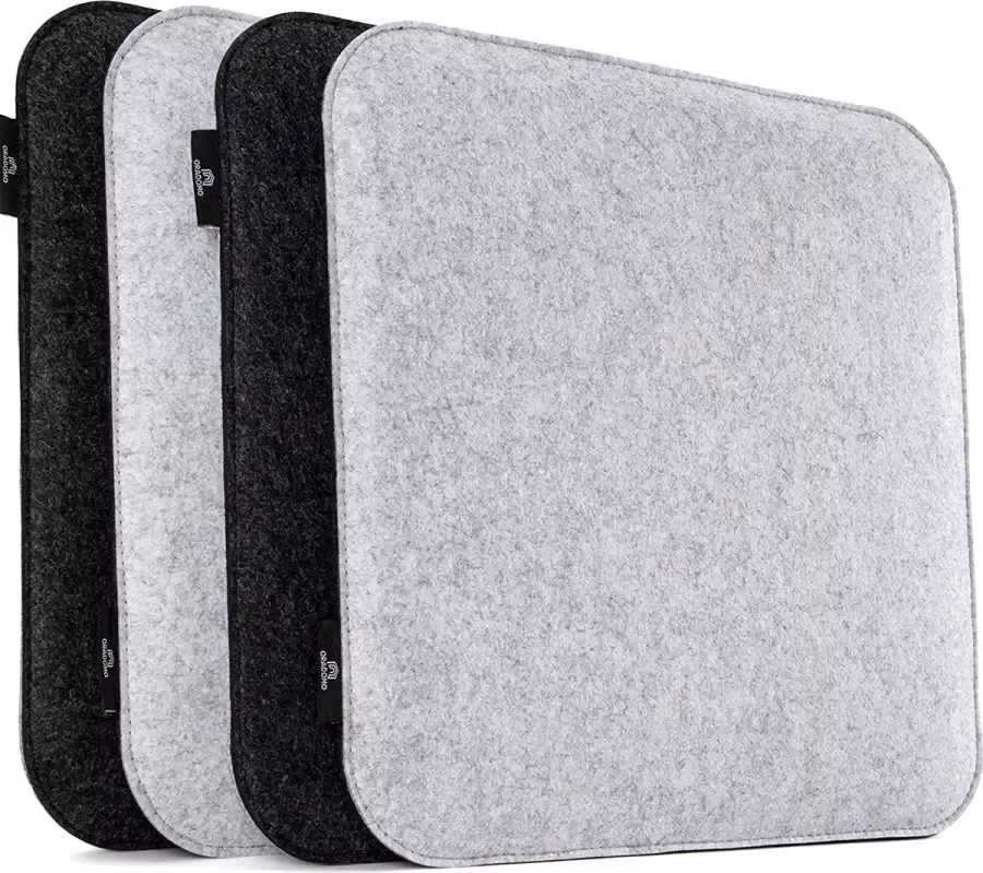 Zitkussen vilt gezellig vilt zitkussen 4-delige set viltkussens rechthoekig 35 x 35 cm om te draaien afwasbaar vilt zitkussen voor stoel bank kruk in huis en tuin donkergrijs