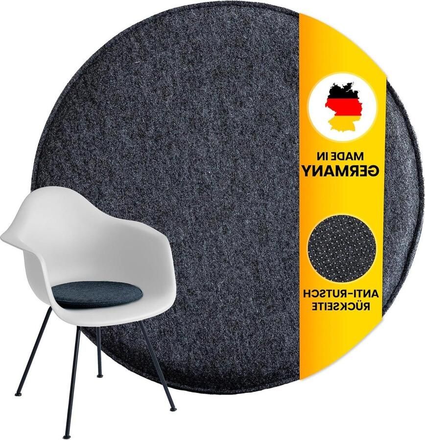 Zitkussen vilt Made in Germany stoelkussen vilt kussen zitkussen stoel antraciet rond grijs 1 stuks