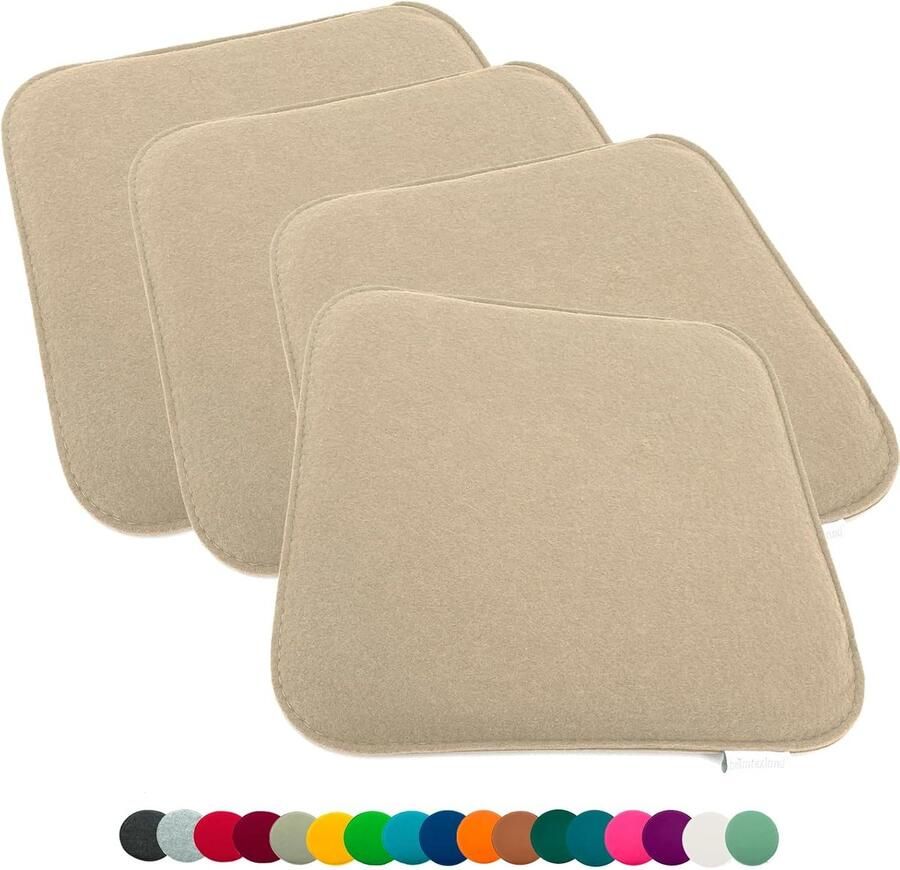 Zitkussen Vilt Set van 4 35 cm Comfortabel en Onderhoudsvriendelijk voor Stoelen en Banken