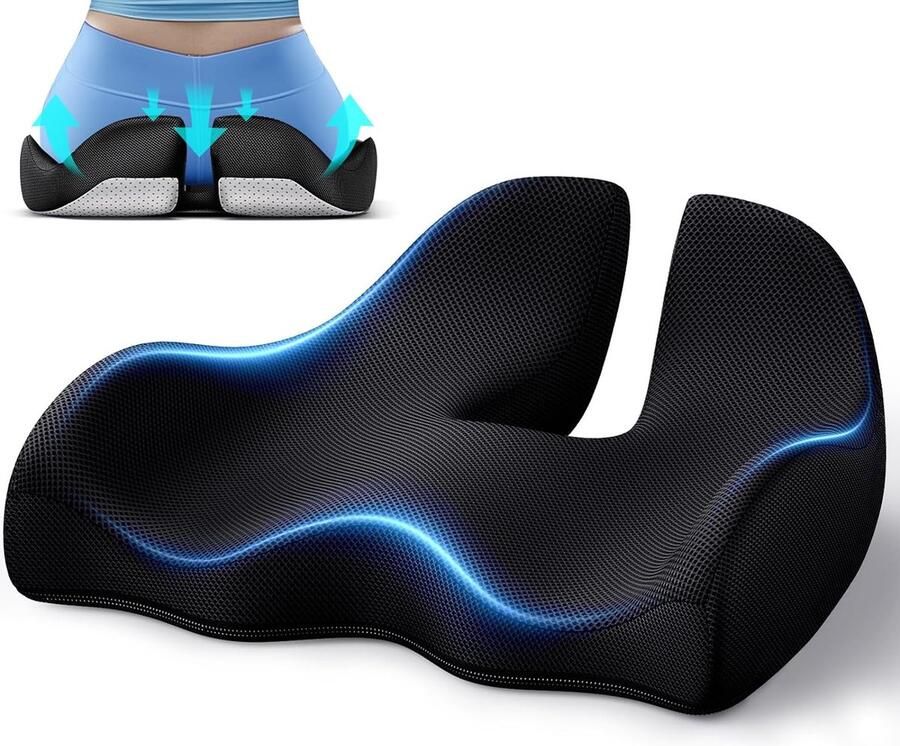 Zitkussen voor bureaustoel en auto Ergonomisch stuitbeen kussen voor ischias pijnverlichting Traagschuim met wasbare hoes