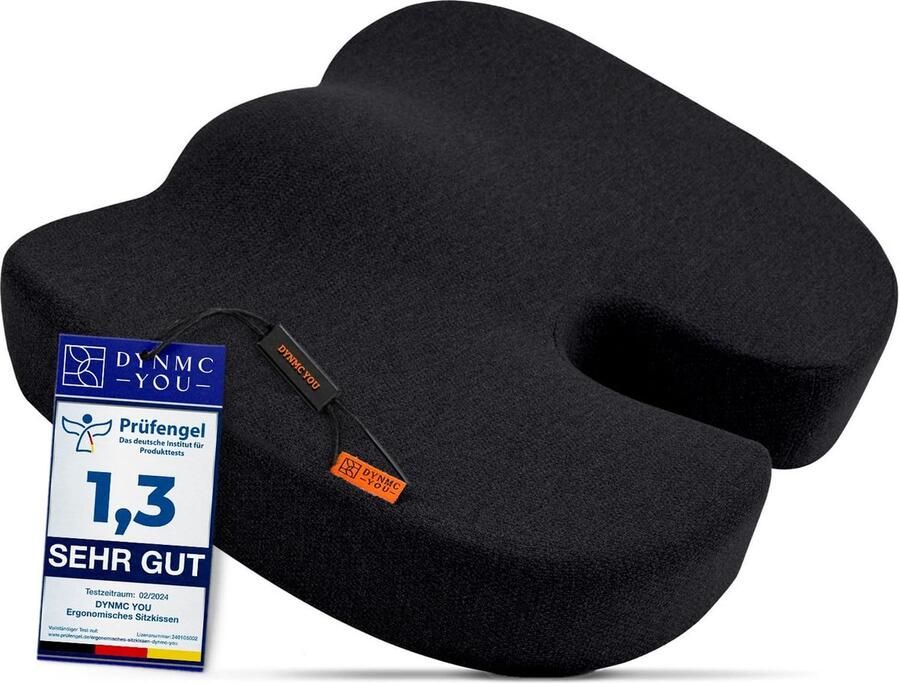 Ergonomic Seat Cushion for Office Chair Comfortable Sitting at Home Back Coccyx Relief Premium Memory Foam DYNMC YOU