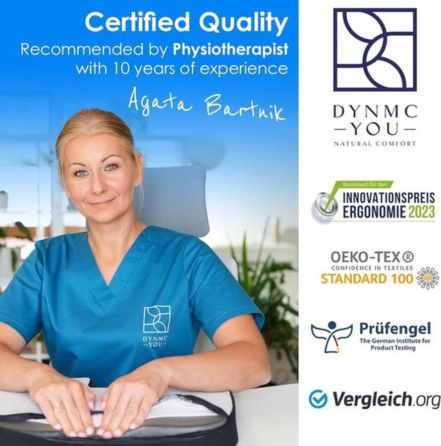 Zitkussen voor Ergonomische Bureaustoel Comfortabel Zitten op Kantoor en Thuis Ontlasting voor Rug en Stuitbeen Premium Memory Foam Stoelkussen