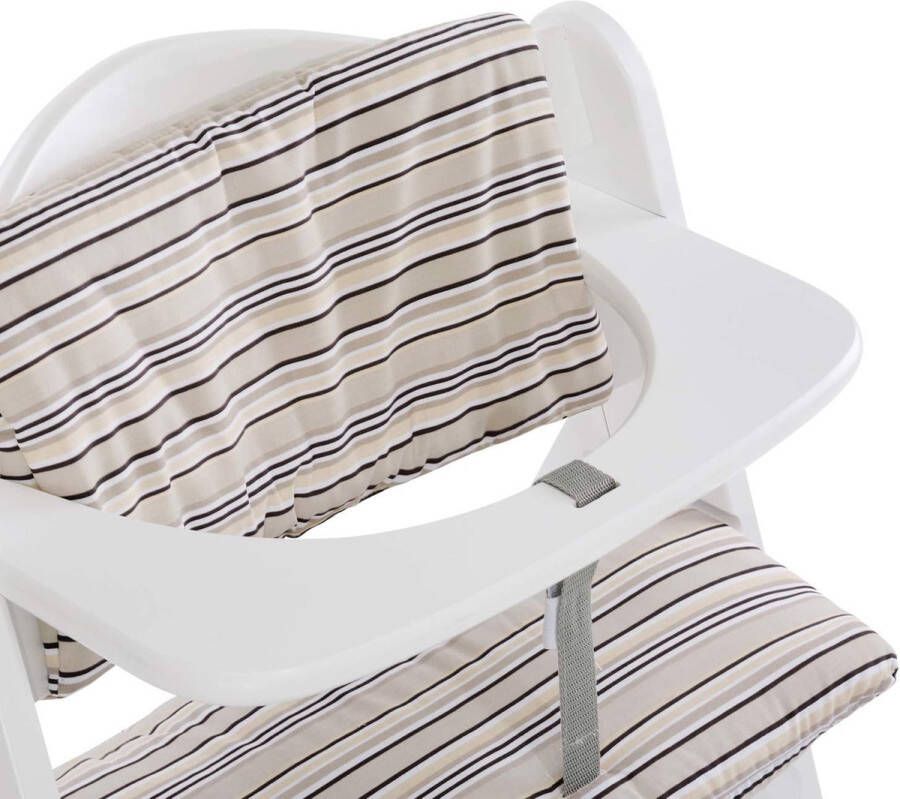 Zitkussen voor houten hoge stoelen high chair pad Deluxe compatibel met Alpha+ Beta+ en soortgelijke modellen eenvoudige bevestiging met klittenbandsluitingen meerkleurig beige - Foto 2