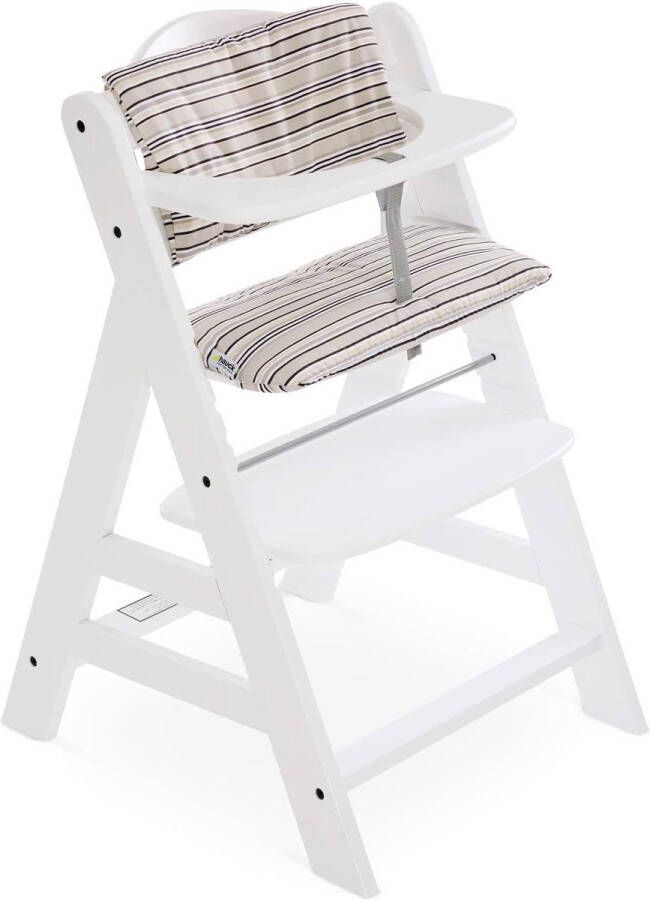 Zitkussen voor houten hoge stoelen high chair pad Deluxe compatibel met Alpha+ Beta+ en soortgelijke modellen eenvoudige bevestiging met klittenbandsluitingen meerkleurig beige