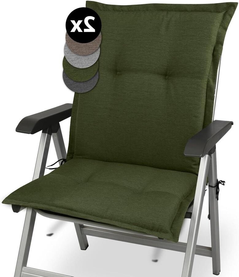 Zitkussen voor Tuinstoel Lage Rug Kussen 105x50cm Donker Groen Set van 2 Dik en Comfortabel Made in EU