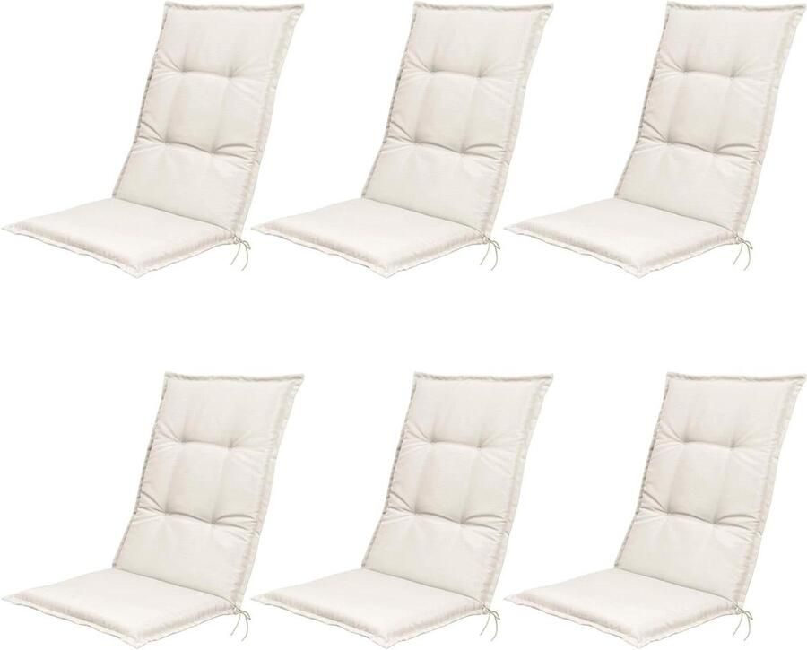 Zitkussen voor Tuinstoelen met Hoge Rugleuning Dik en Duurzaam 120x50 cm Natuurlijke Tuinmeubelen Anti-Slip Bevestigingsriemen Set van 6