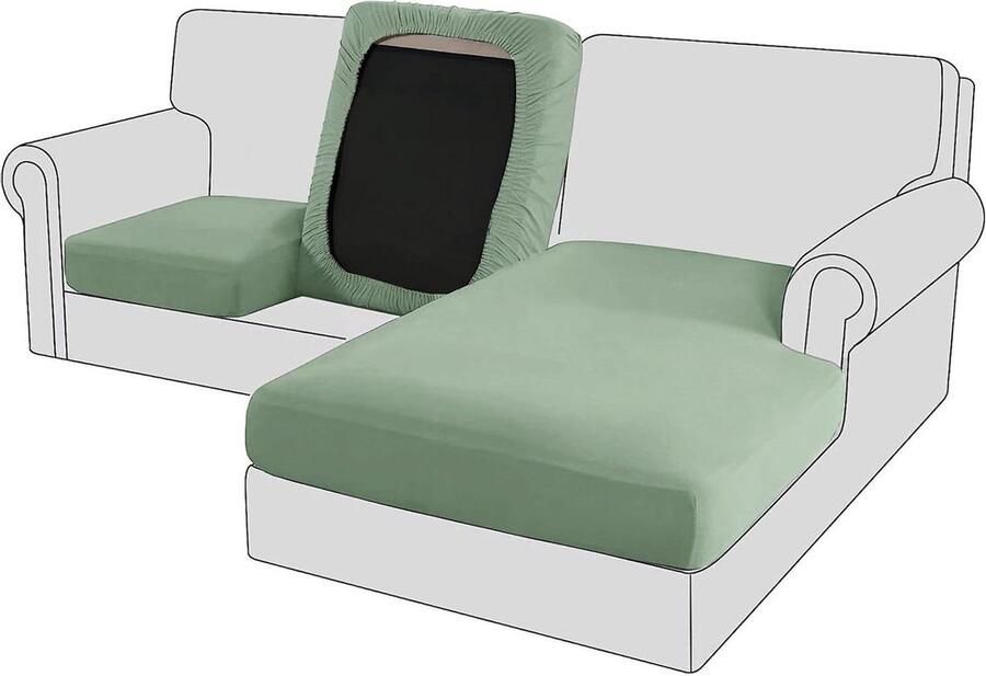 Zitkussenhoezen Fluweel Geschikt voor 1-zits Lichtgroen Rekbaar