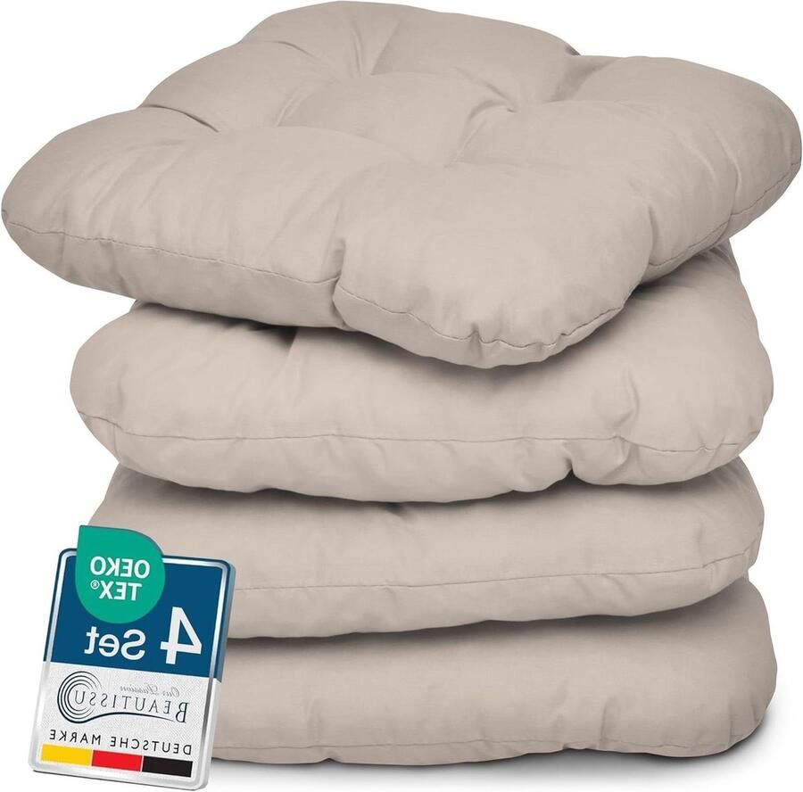 Zitkussens 40x40 cm Lisa Set van 4 stoelkussens met 8 cm vulling Zacht eetkamer stoel bank kussen in Taupe