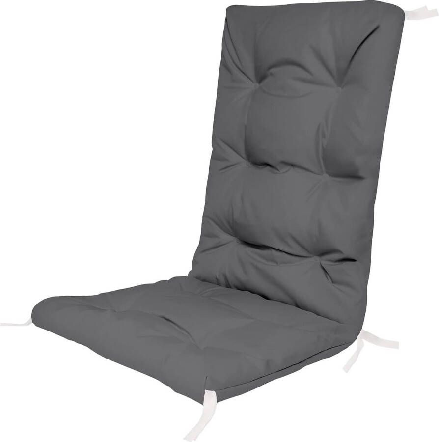 Zitkussens met hoge rugleuning voor stoelen 130 x 50 x 5 cm tuinstoel zitkussen outdoor kussen palletkussen bankkussen bekleding matras tuinkussen kleur grafiet
