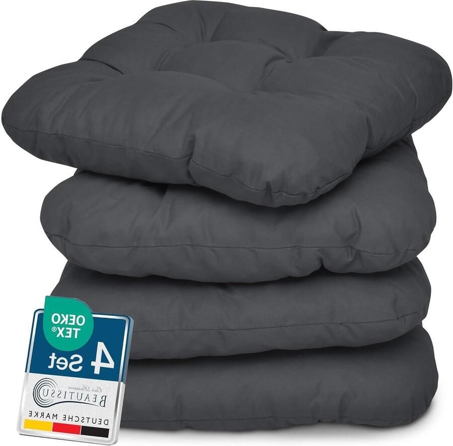 Zitkussens set van 4 Comfortabel 40x40 cm stoelkussen met dikke vulling Zacht eetkamer stoel bank kussen in Antraciet kleur