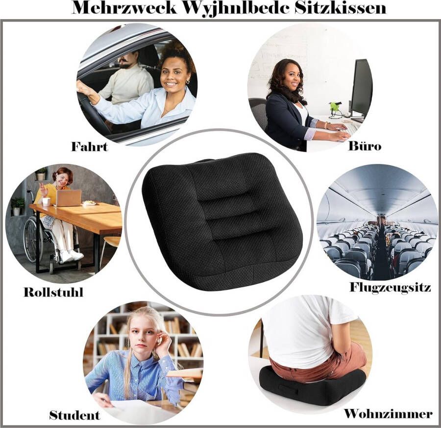 Zitkussen stoelverhoging auto zitkussen 40 x 40 cm bureaustoel ergonomisch orthopedisch zitkussen voor eettafel stoel rolstoel tuinstoelen bank rugleuning zitkussen zwart