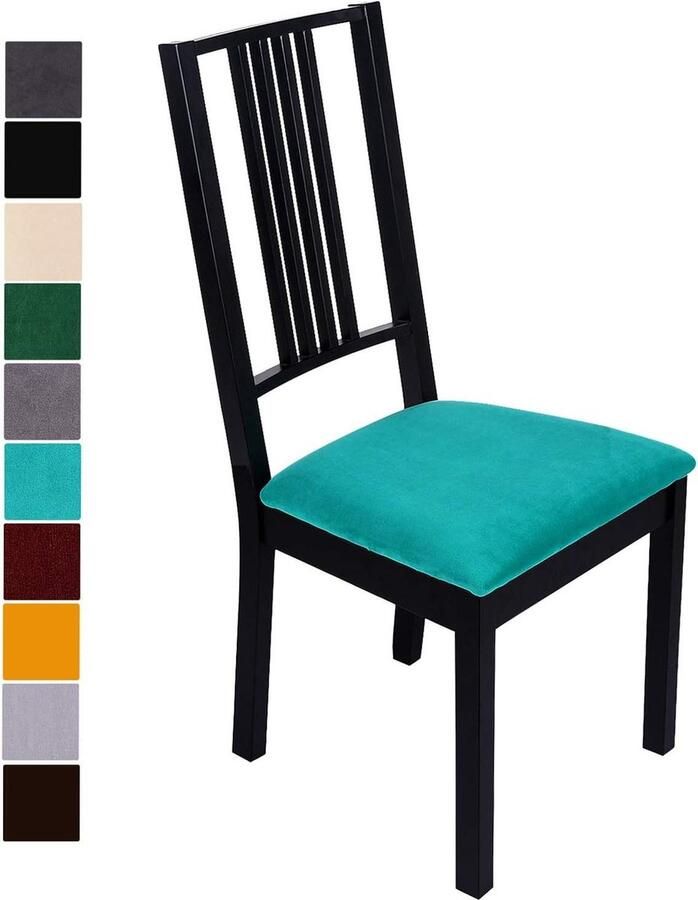 Zitting fluweel zachte stoelhoes stretch stoelhoezen voor eetkamerstoelen afwasbaar set van 4 pauwengroen Comfort en stijl Stoelhoezen