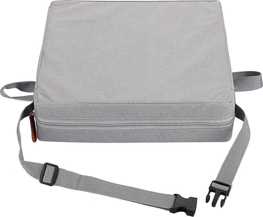 Zitverhoger Stoelkussen Bureaustoel met verstelbare bandjes voor volwassenen Draagbare reisstoel Verhoger Stoelbevestiging voor kinderen Zithulp Baby met karabijnhaken voor veilige grip Grijs