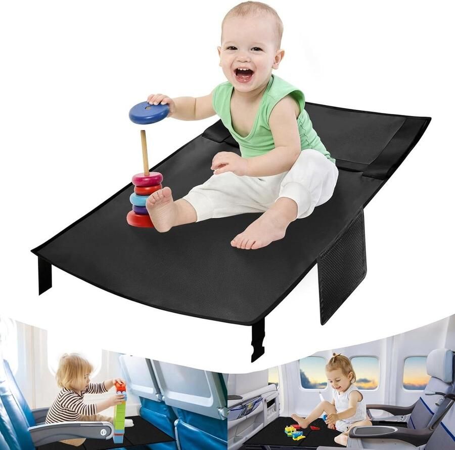 Zitverlenging voor kinderen 79 x 44 cm vliegtuig voetsteun voethangmat reizen voetensteun korte vliegreizen zwart Foot rest