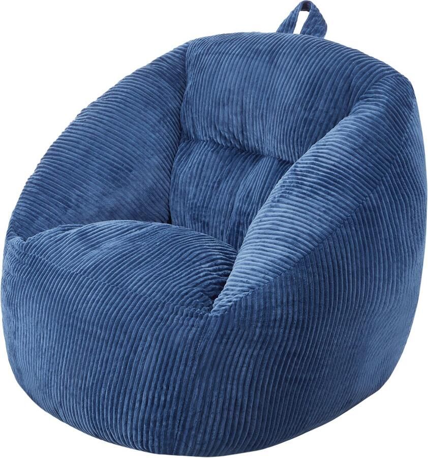 Zitzak 3 Poten Zachte Armleuningen en Opbergzak 25d Traagschuim Teddy Fluwelen Hoes Blauw voor Slaapkamer en Speelkamer