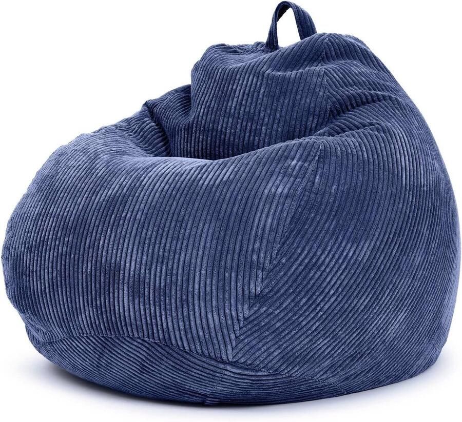 Zitzak 90x110 cm – Wasbare Lounge Zitzak voor Binnen – Comfortabel Relax Kussen voor Volwassenen en Kinderen – Donkerblauw Corduroy