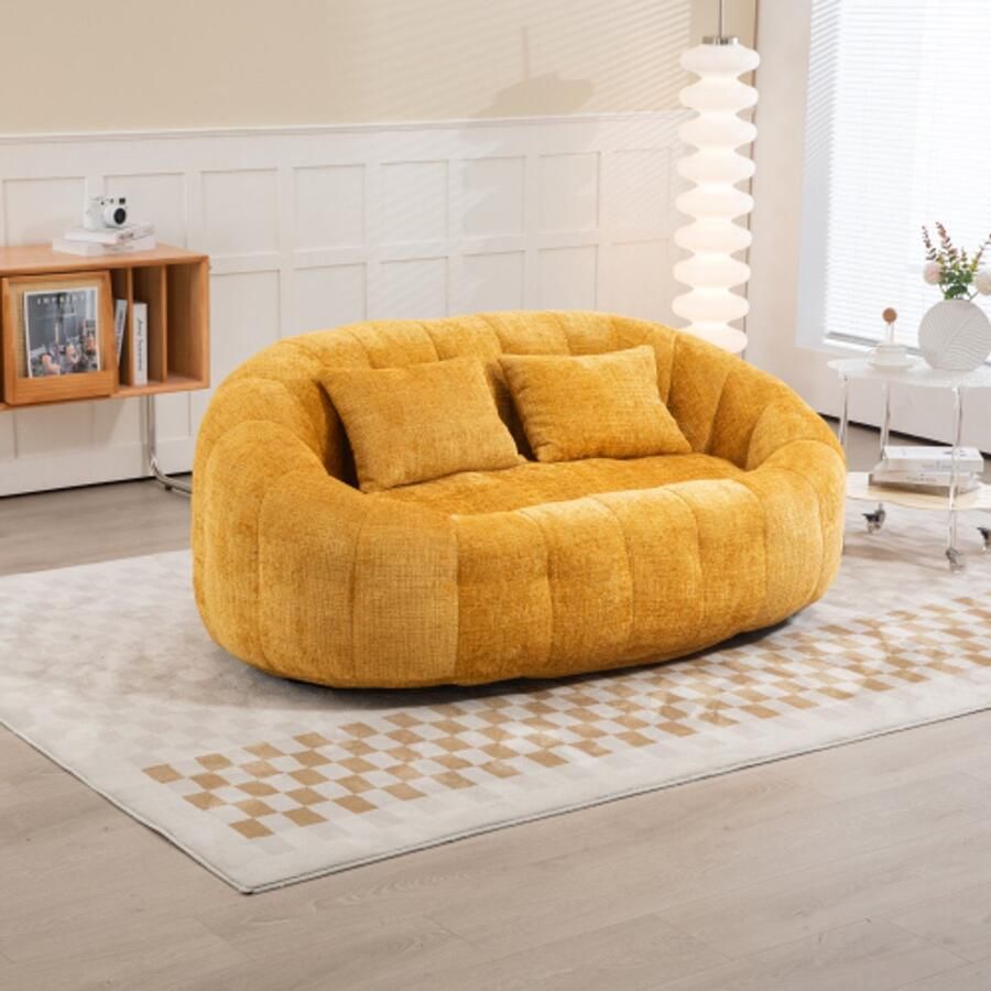 Zitzak bank lui bank duurzame comfort ligstoel hoge rug zitzak stoel bank für erwachsene und knapper binnen en buiten accent vloer zachte lounge stoel (geel chenille)