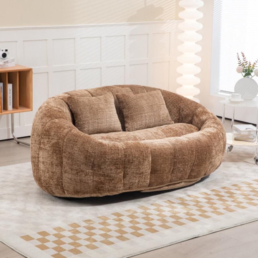 Zitzak bank lui bank duurzame comfort lounger hoge rug zitzak stoel bank für erwachsene und knapper binnen en buiten accent vloer zachte lounge stoel (kaffee chenille)