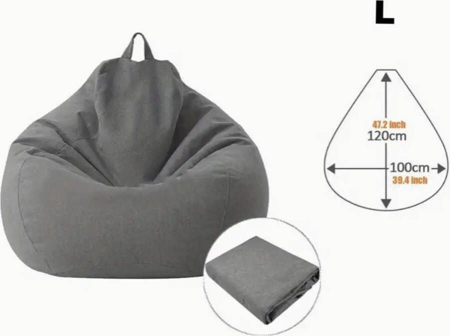 Zitzak Bean Bag XL-zitzak Fatboy zacht behaaglijk zitzak stoelovertrek voor volwassenen (zonder vulling) wasbaar Loungestoel Sofa Beanbag HOES voor Volwassenen en kinderen ZONDER Vulling 75*90MC L XL donkergrijs darkgrey