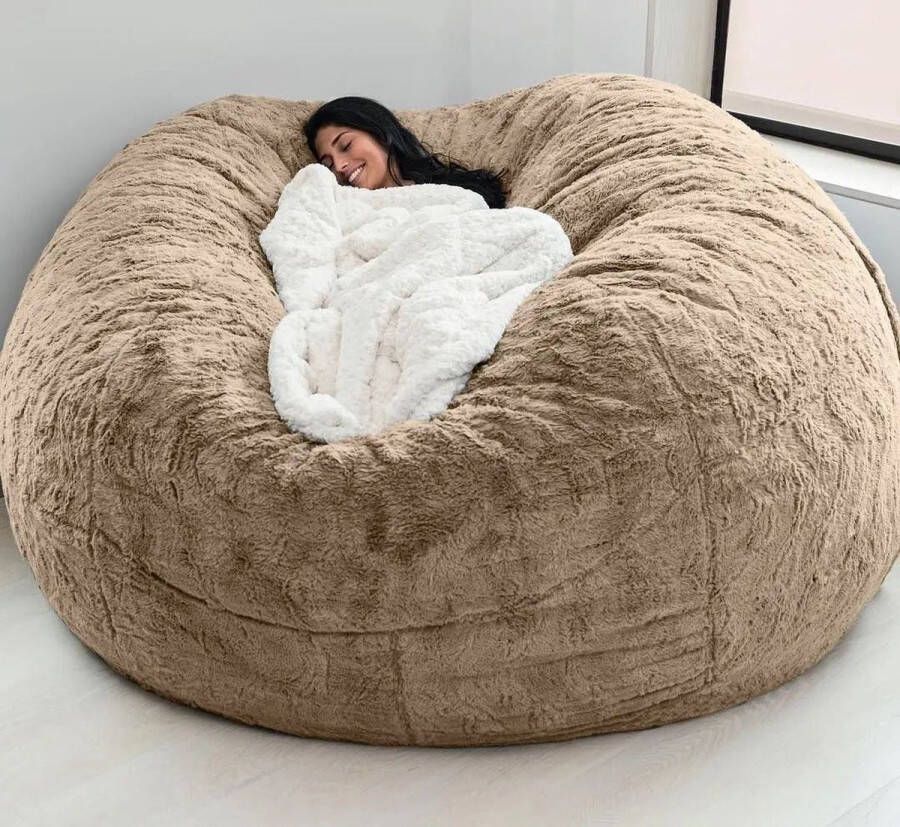 'merkloos'' Wonen Zitzak Bean Bag XXL-zitzak Fatboy zacht behaaglijk zitzak stoelovertrek voor volwassenen (zonder vulling) wasbaar 150 x 65 cm lichtbruin