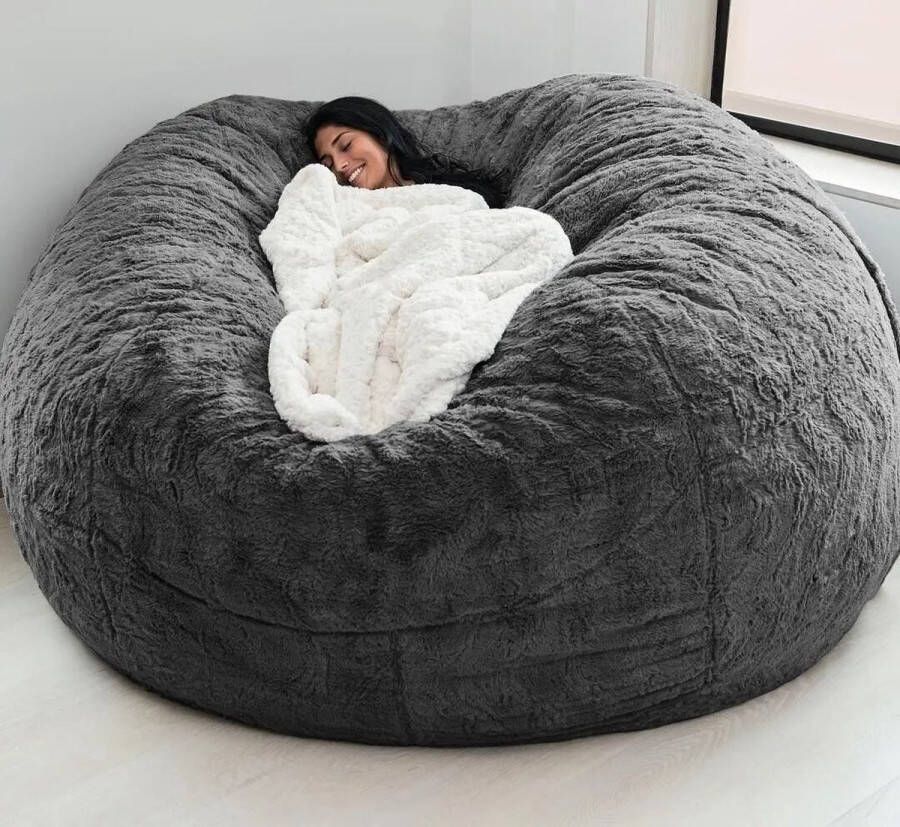 Zitzak Bean Bag XXL-zitzak Fatboy zacht behaaglijk zitzak stoelovertrek voor volwassenen (zonder vulling) wasbaar 150 x 65 cm donkergrijs