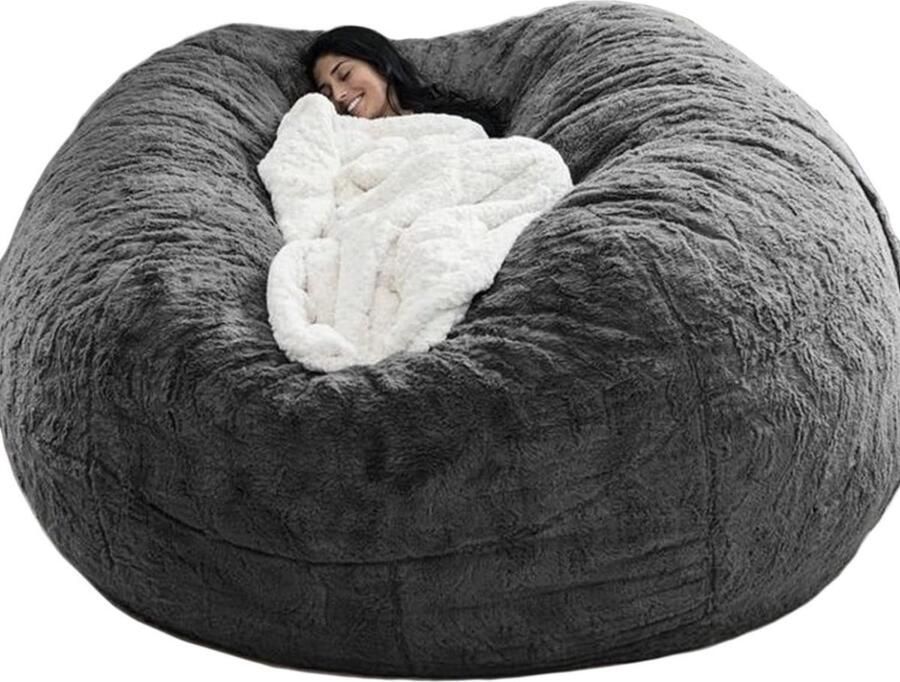 Zitzak Bean Bag XXL-zitzak zacht behaaglijk zitzak stoelovertrek voor volwassenen (zonder vulling) wasbaar 150 x 75 cm donkergrijs