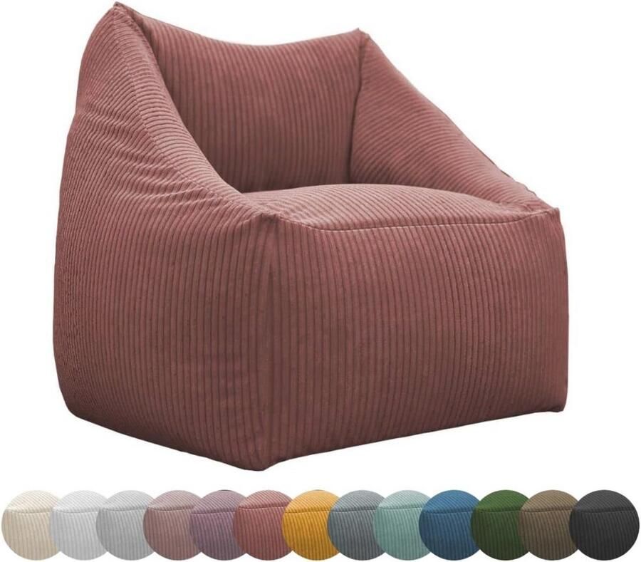 Zitzak Corduroy Vloerkussen Met Rugleuning Donkerroze