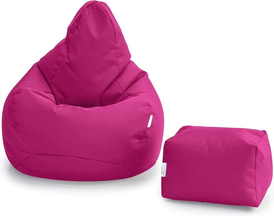 Zitzak Gamer Stoel Binnenshuis Buitenshuis Woonkamer Zitzak Waterbestendig Ergonomisch Ontwerp Voor Lichaamssteun (Cerise Zitzak + Voetenbank)