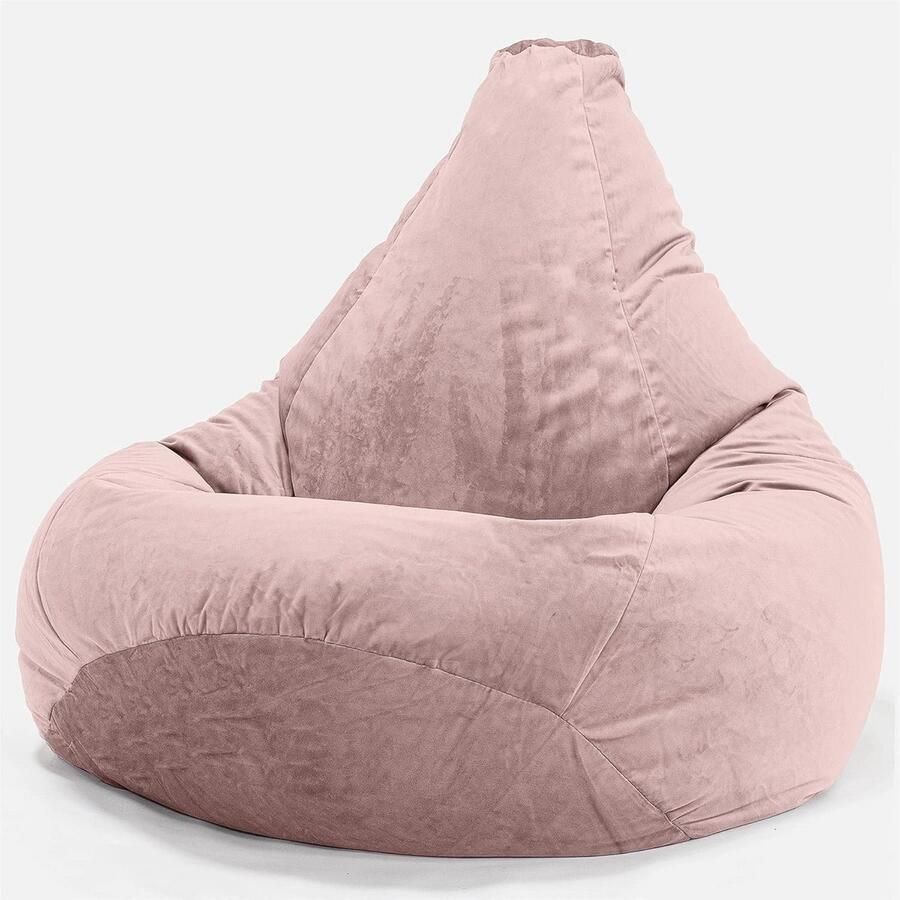 Zitzak Gaming Stoel met Hoog Rugleuning Fluweel Roze Fauteuil Poef
