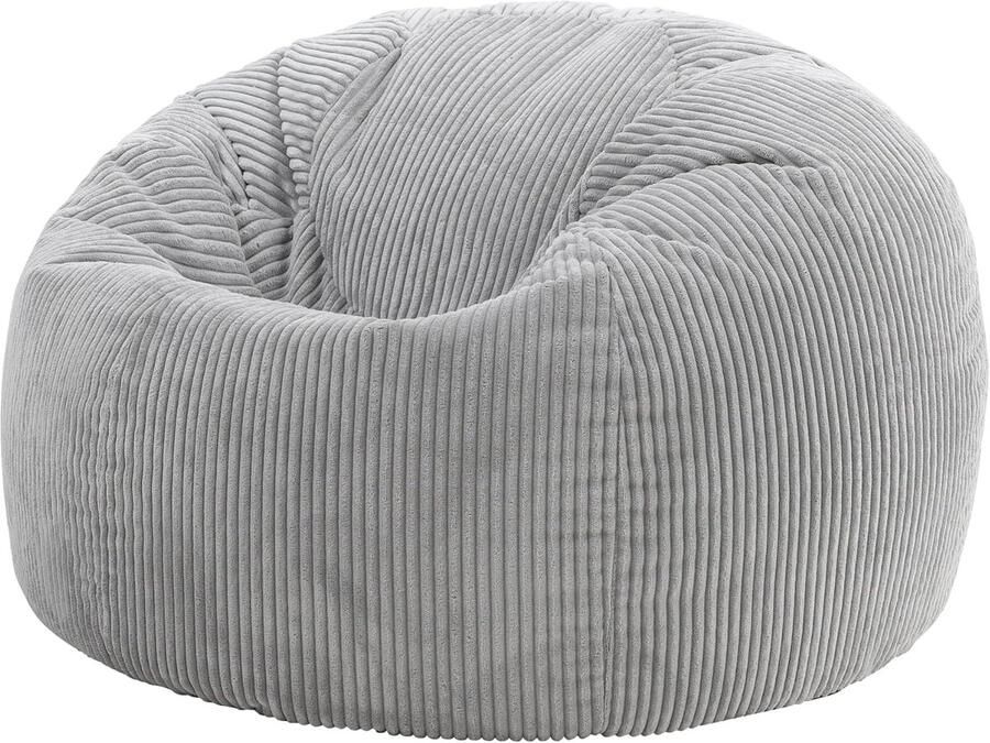 Zitzak Grijs Corduroy Comfortabele Fauteuil voor Volwassenen Ideaal voor Woonkamer en Slaapkamer