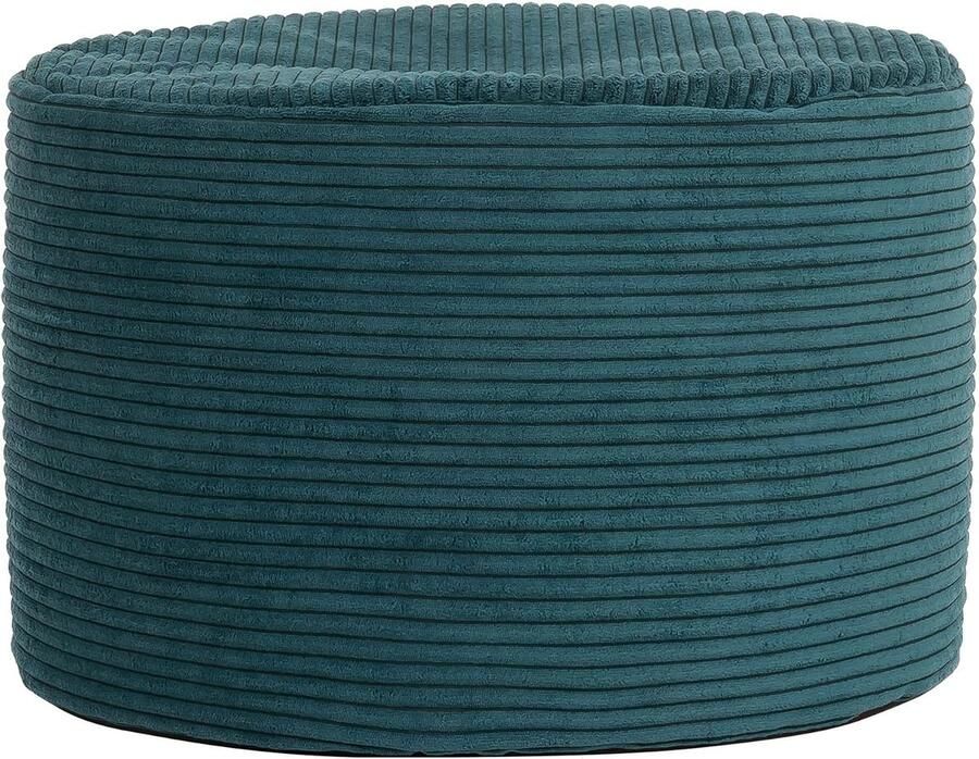 Zitzak Hocker Blauwgroen Corduroy Stof Voetenbank met Vulling voor Slaapkamer en Woonkamer