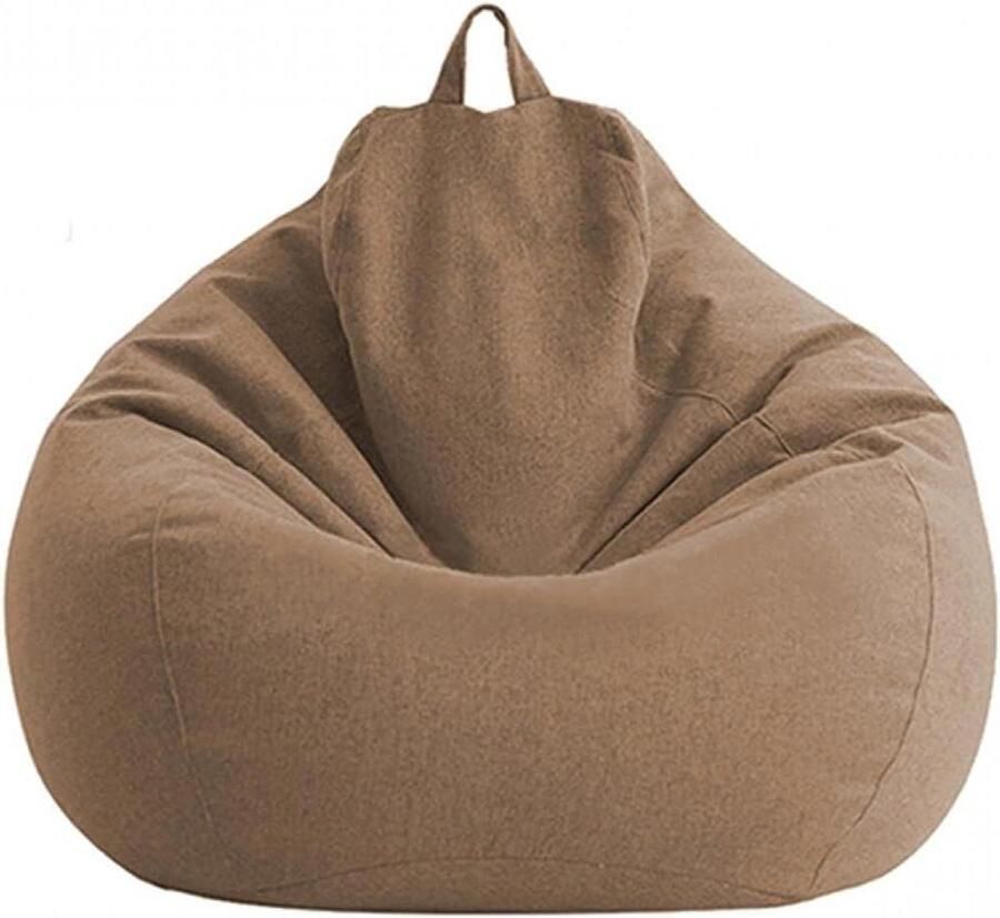 Zitzak hoes zonder vulling voor volwassenen en kinderen (bruin maat: 80 x 90 cm) Luie ligstoel stoelhoes bankbeschermer
