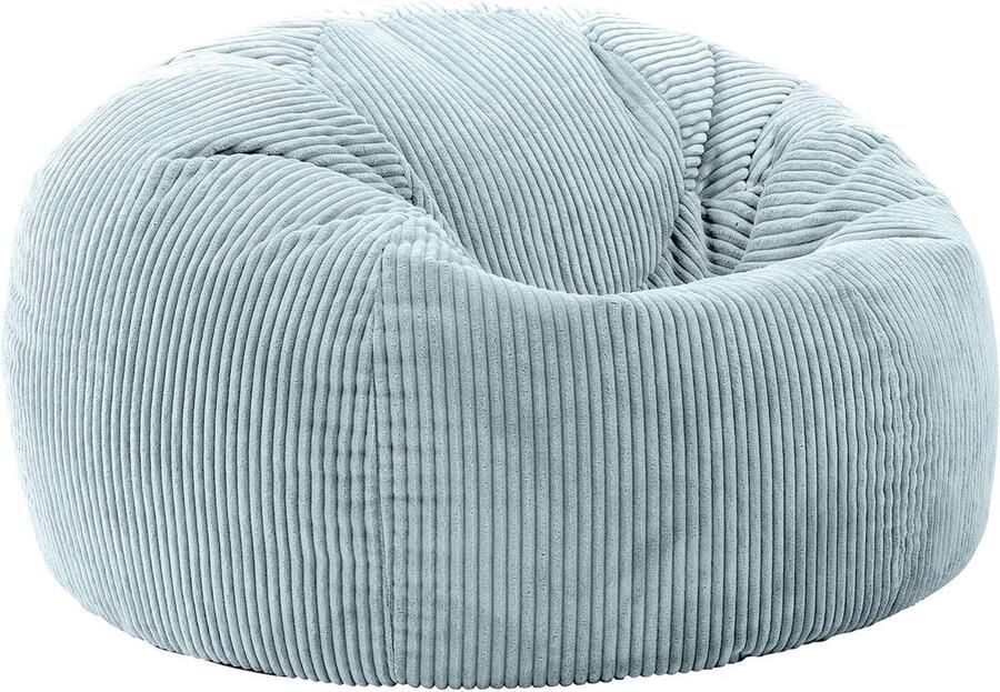 Zitzak Lichtblauw Ribfluweel Stof Volwassen Formaat met Vulling Comfortabele Vloerstoel voor Slaapkamer en Woonkamer