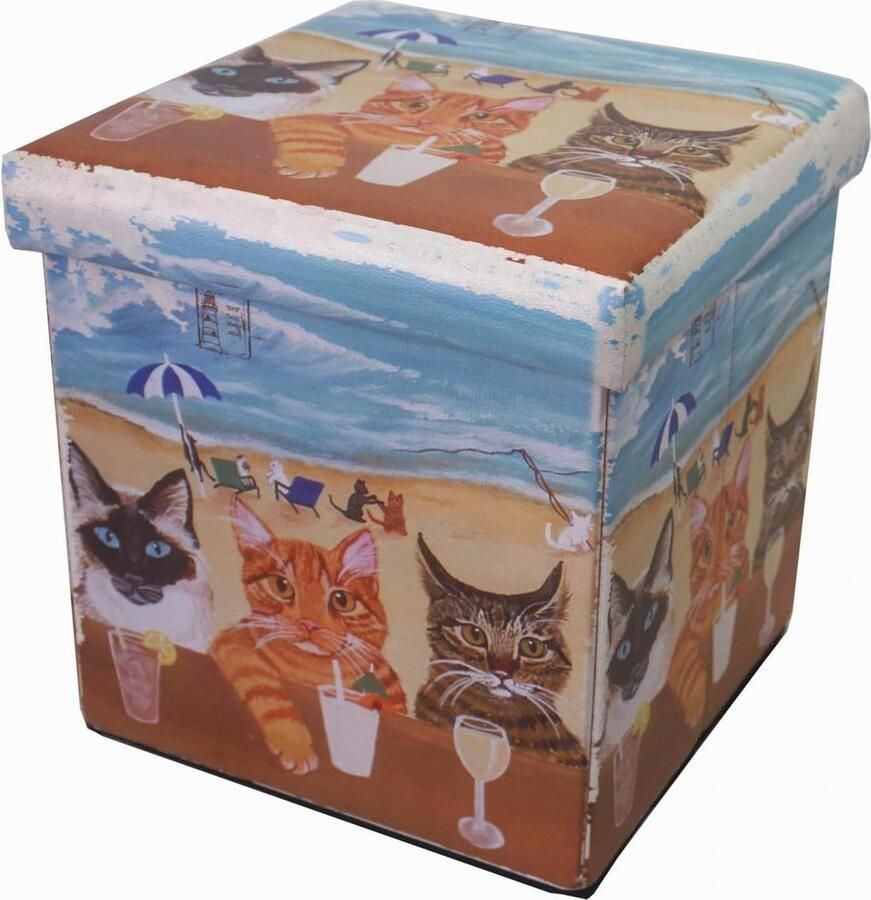 Zitzak opbergdoos voor kinderen en volwassenen 39 x 39 x 39 cm decoratieve vierkante zitzak met deksel