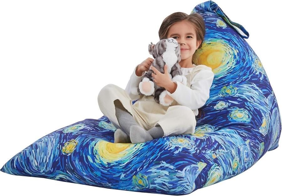 Zitzak Opbergpoef voor Kinderen Wasbare Extra Grote Zithoes voor Knuffeldieren en Speelgoed (250L)