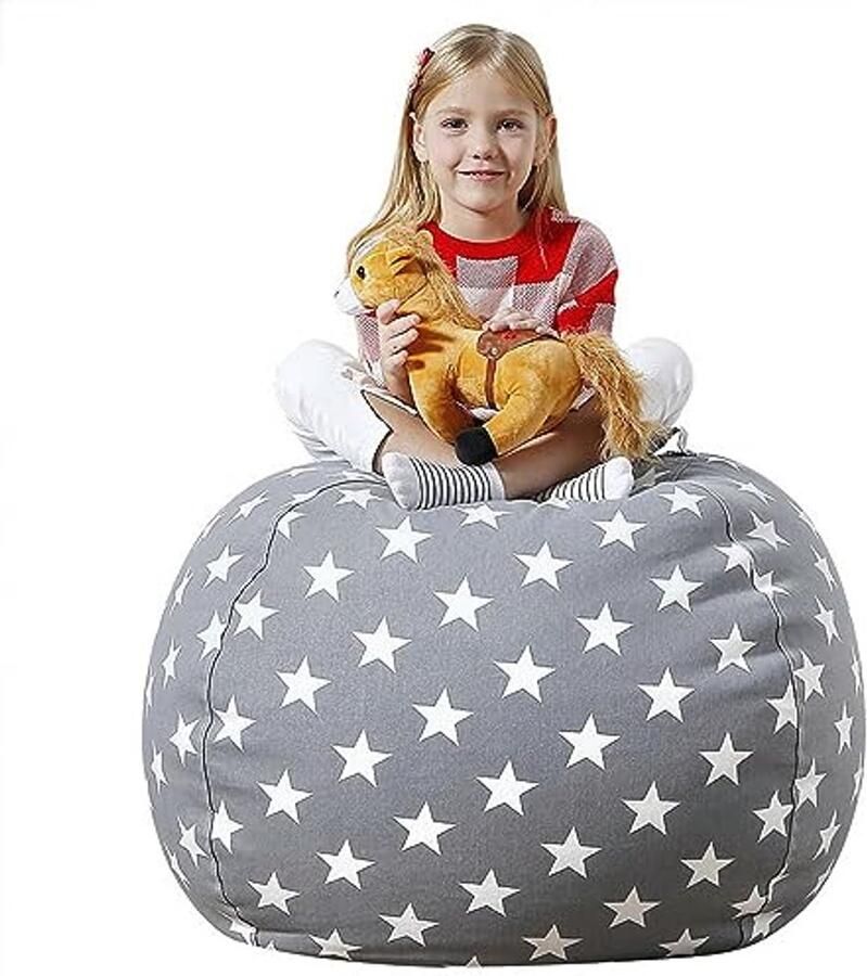 Zitzak voor speelgoedopslag Comfortabel en duurzaam zitkussen Zachte opbergtas voor speelgoed Ideaal voor lezen en bewaren (45 cm)