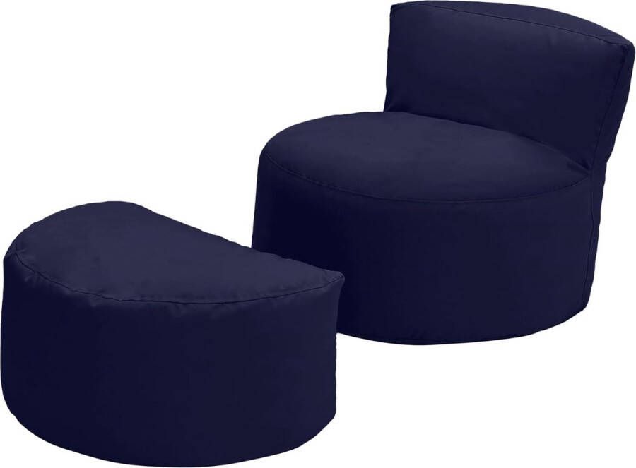 Zitzak stoel met voetenbank voor binnen en buiten woonkamer gaming zitzak lage rugleuning waterbestendig kleine meubels ergonomisch design lichaamsondersteuning (marineblauw)